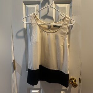 NWT Chloe K Sheer Sleeveless Top Blouse Ivory Black Small Button Back Dressy